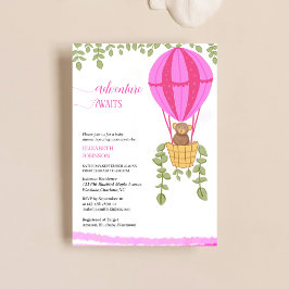 冒険的に熱気球のベビーシャワーを待つ 招待状