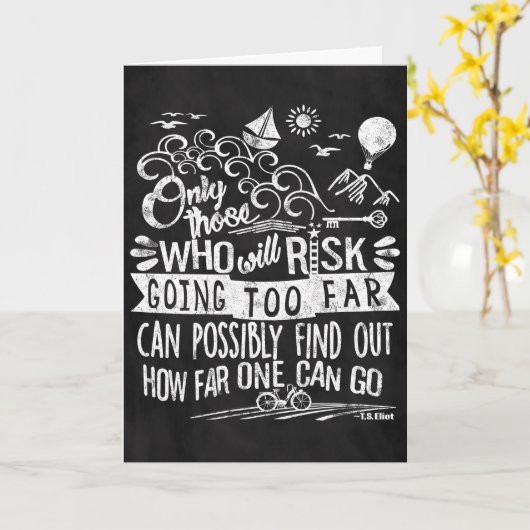 冒険的ドリーマーやる気を起こさせるチョークタイポグラフィ カード (黄色い花)