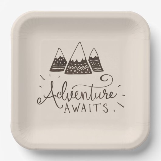 冒険素朴をテーマにした赤ちゃんシャワー ペーパープレート (正面)