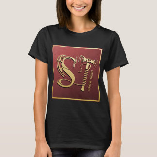 冒険談の事のドラゴンおよびハンマーのロゴ(女性) Tシャツ
