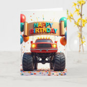 冒険車の誕生日カード カード (黄色い花)