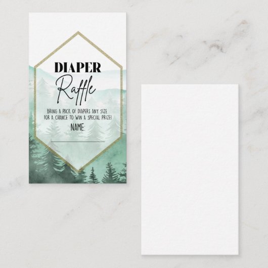 冒険、ベビーシャワー、おむつのくじ  エンクロージャーカード (正面/裏面)