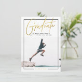 冒険 |金ゴールド写真の卒業発表 招待状 (スタンド正面)