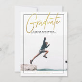 冒険 |金ゴールド写真の卒業発表 招待状 (正面)