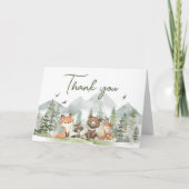 冒険Begin Woodland Animals Baby Shower サンキューカード (正面)