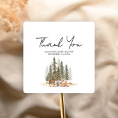 冒険Begin Woodland Animals Baby Shower スクエアシール