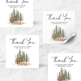 冒険Begin Woodland Animals Baby Shower スクエアシール