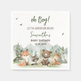 冒険Begin Woodland Animals Baby Shower スタンダードカクテルナプキン