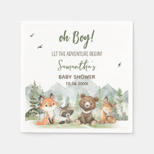 冒険Begin Woodland Animals Baby Shower スタンダードカクテルナプキン