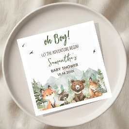 冒険Begin Woodland Animals Baby Shower スタンダードランチョンナプキン