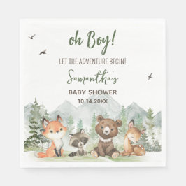 冒険Begin Woodland Animals Baby Shower スタンダードランチョンナプキン