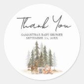冒険Begin Woodland Animals Baby Shower ラウンドシール (正面)