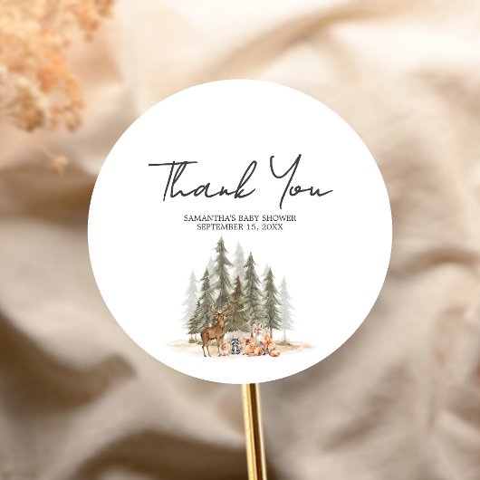 冒険Begin Woodland Animals Baby Shower ラウンドシール