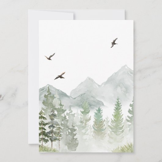 冒険Begin Woodland Animals Baby Shower 招待状 (裏面)