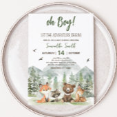 冒険Begin Woodland Animals Baby Shower 招待状