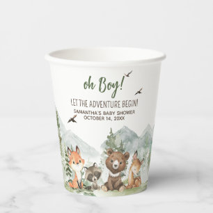 冒険Begin Woodland Animals Baby Shower 紙コップ