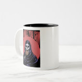 冗談が言える間は死神が生きるおもしろい ツートーンマグカップ (正面左)