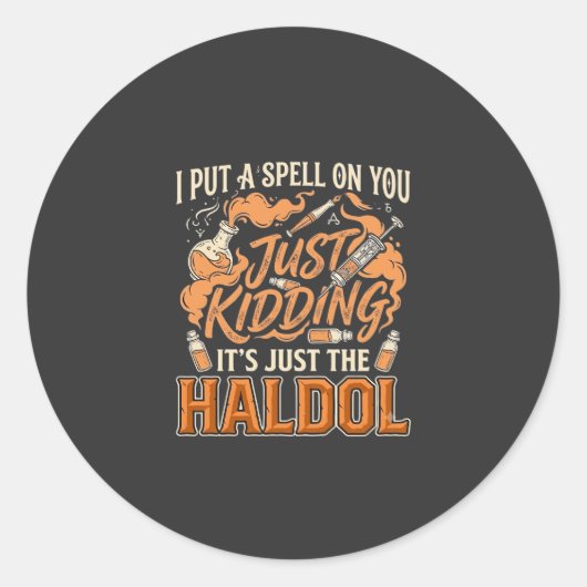 冗談でしょ Haldol ハロウィンポーションボトル注射器 ラウンドシール (正面)