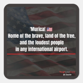 冗談で愛国的なステッカー 'Murica! スクエアシール