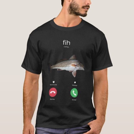 冗談で着信拒否・承諾メッセージを伝える魚 Tシャツ (正面)