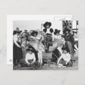 冗談にろばと提起している7人のロデオの女性のカーボーイ ポストカード (正面/裏面)