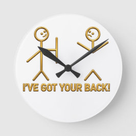 冗談好きなスティックフィギュア「I've Got Your Back!(お前の背中、持ってるよ!)」 ラウンド壁時計
