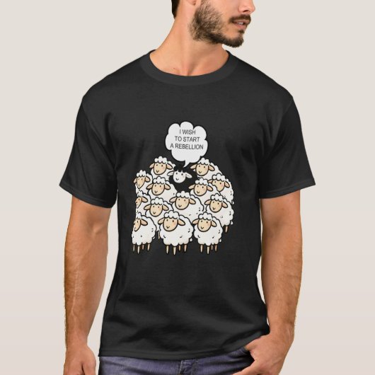 冗談羊の群れTシャツ 叛乱を起こしたい Tシャツ (正面)