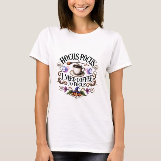 冗談魔法使い コーヒーが欲しい魔女 Tシャツ (正面)