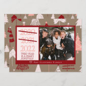 写おもしろい真2021 2022かわいいピンクのクリスマスツリー シーズンカード (正面/裏面)