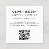 写エレガント生まれたばかりのモダン真QRコード スクエア名刺 (裏面)