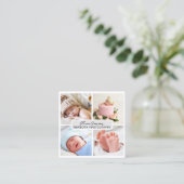 写エレガント生まれたばかりのモダン真QRコード スクエア名刺 (スタンド正面)