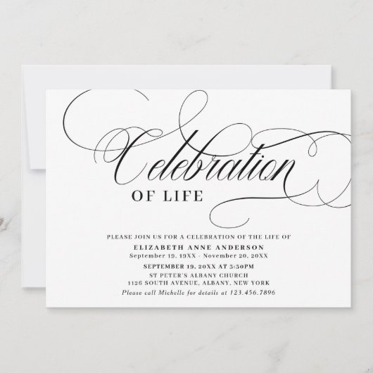 写エレガント真お祝い  招待状 (正面)