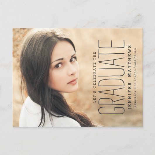 写エレガント真 | 2016卒業パーティー招待状 インビテーションポストカード (正面)