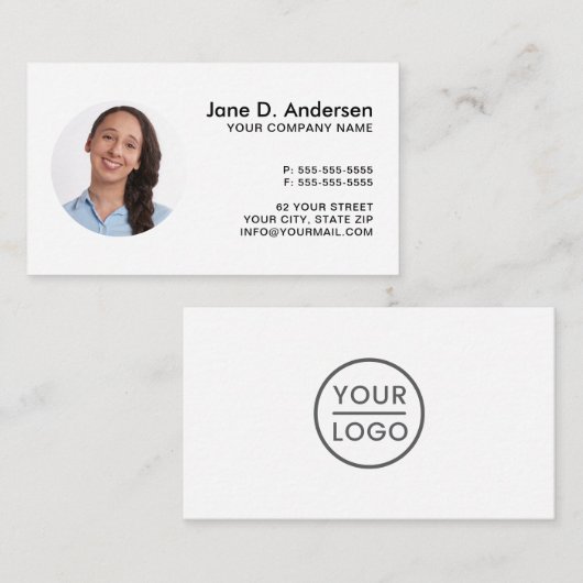 写カスタム真とロゴの白プロフェッショナル 名刺 (正面/裏面)