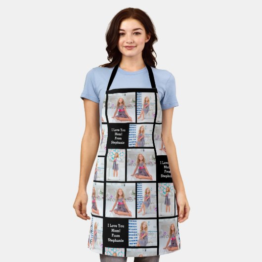 写カスタム真イメージマザーズデイマムウーメンズ エプロン (着用した状態)