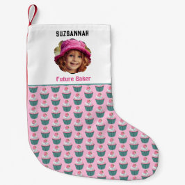 写カスタム真カップケーキホタテテンプレート名 スモールクリスマスストッキング