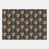 写カスタム真クリスマス贈り物に黒の金ゴールド ラッピングペーパーシート (正面2)