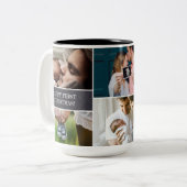 写カスタム真コラージュパパハッピー初めてのクリスマス ツートーンマグカップ (正面左)