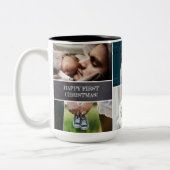 写カスタム真コラージュパパハッピー初めてのクリスマス ツートーンマグカップ (左)