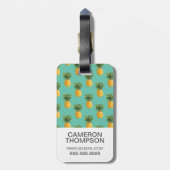 写カスタム真トロピカルパイナップルオンティール（緑がかった色） ラゲッジタグ (裏面縦)