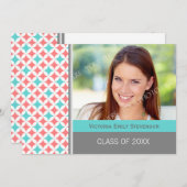 写カスタム真卒業パーティー招待状サンゴ 招待状 (正面/裏面)