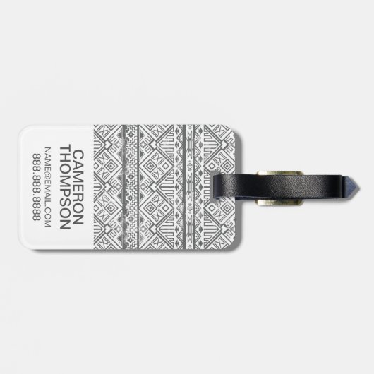 写カスタム真抽象芸術のジオメトアステカリックパターン2 ラゲッジタグ (裏面横)
