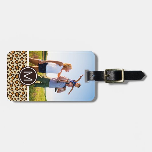 写カスタム真&モノグラムチーターの皮膚模様 ラゲッジタグ (正面横)