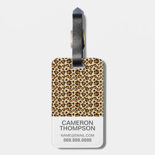 写カスタム真&モノグラムチーターの皮膚模様 ラゲッジタグ (裏面縦)