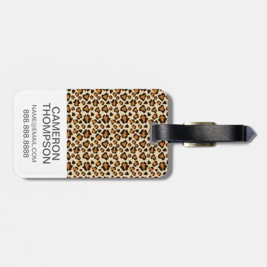 写カスタム真&モノグラムチーターの皮膚模様 ラゲッジタグ (裏面横)