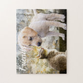 写カスタム真、子猫、リトリーバーの子犬 ジグソーパズル (縦)