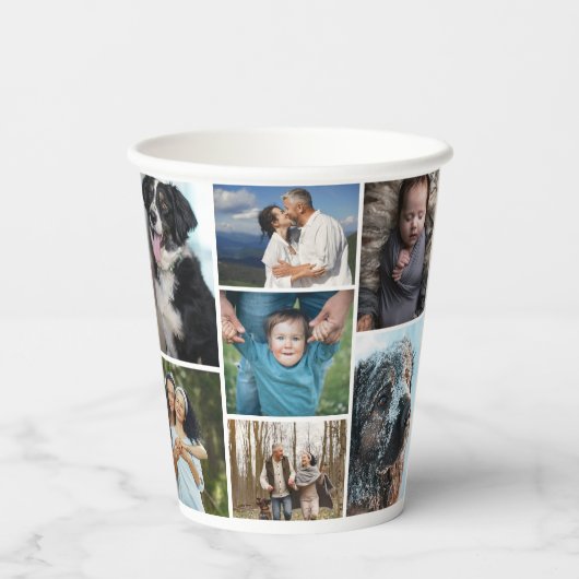 写シンプル真コラージュ7枚の写真を繰り返し 紙コップ (裏面)