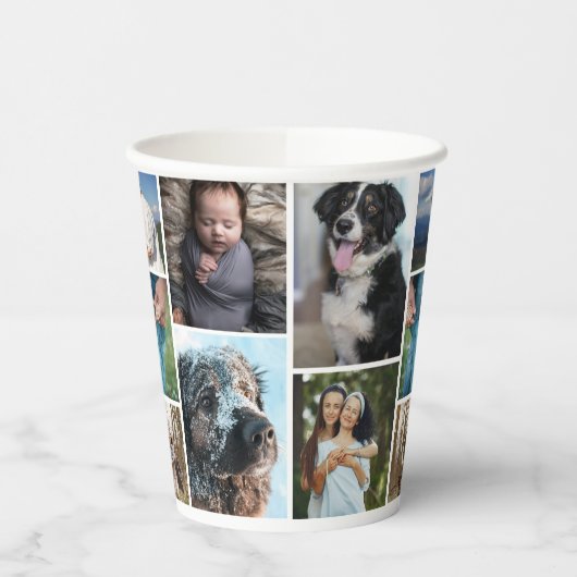 写シンプル真コラージュ7枚の写真を繰り返し 紙コップ (左)