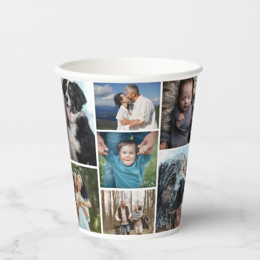 写シンプル真コラージュ7枚の写真を繰り返し 紙コップ (正面)