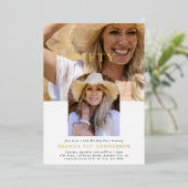 写スタイリッシュミニマル真50誕生日 箔招待状 (立ち正面)